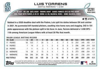 2022 Topps Update #US291 Luis Torrens Back