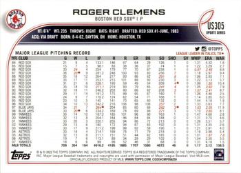 2022 Topps Update #US305 Roger Clemens Back