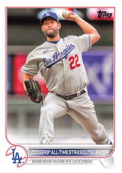 2022 Topps Update #US309 Dodgers All-Time Strikeouts Leader (Clayton Kershaw) Front
