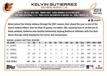 2022 Topps Update #US319 Kelvin Gutierrez Back