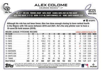 2022 Topps Update #US325 Alex Colome Back