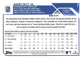 2023 Topps #7 Bobby Witt Jr. Back