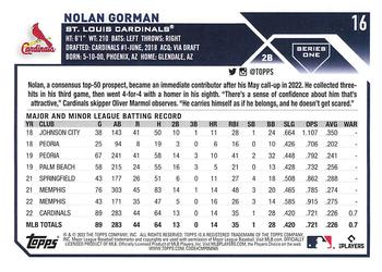 2023 Topps #16 Nolan Gorman Back