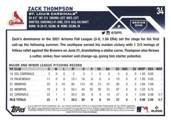 2023 Topps #34 Zack Thompson Back