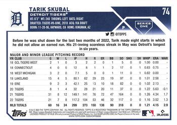 2023 Topps #74 Tarik Skubal Back