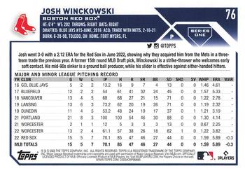 2023 Topps #76 Josh Winckowski Back