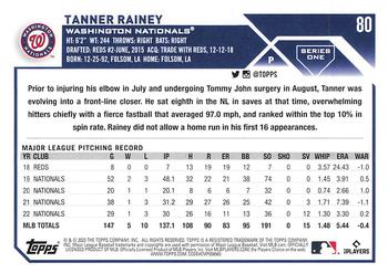 2023 Topps #80 Tanner Rainey Back