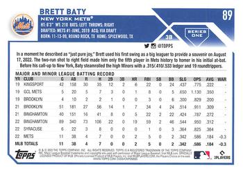 2023 Topps #89 Brett Baty Back