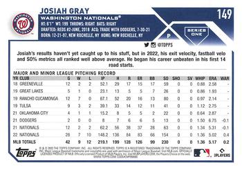 2023 Topps #149 Josiah Gray Back