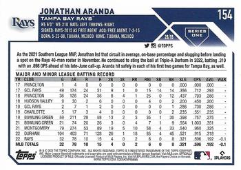 2023 Topps #154 Jonathan Aranda Back