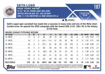 2023 Topps #187 Seth Lugo Back