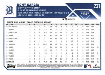 2023 Topps #231 Rony Garcia Back