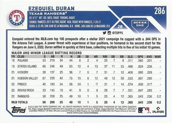 2023 Topps #286 Ezequiel Duran Back
