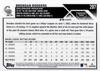 2023 Topps #287 Brendan Rodgers Back