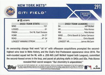2023 Topps #291 New York Mets Back