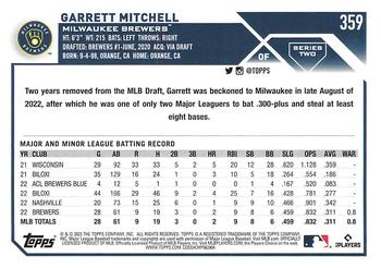 2023 Topps #359 Garrett Mitchell Back