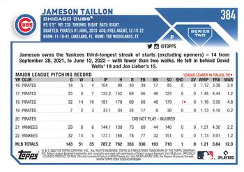 2023 Topps #384 Jameson Taillon Back