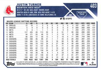 2023 Topps #403 Justin Turner Back