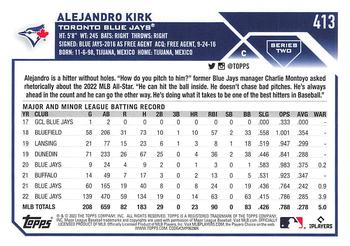 2023 Topps #413 Alejandro Kirk Back