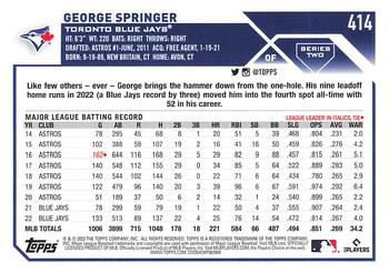 2023 Topps #414 George Springer Back