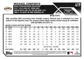 2023 Topps #419 Michael Conforto Back