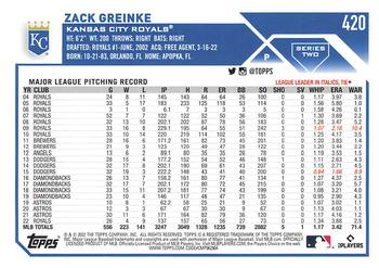 2023 Topps #420 Zack Greinke Back