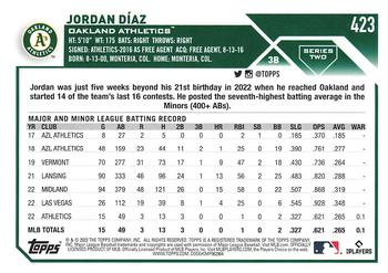 2023 Topps #423 Jordan Díaz Back