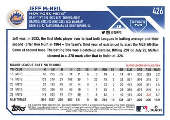 2023 Topps #426 Jeff McNeil Back