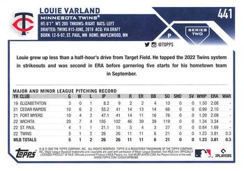 2023 Topps #441 Louie Varland Back