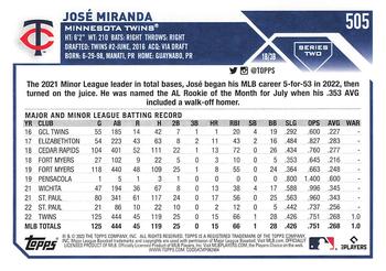 2023 Topps #505 José Miranda Back