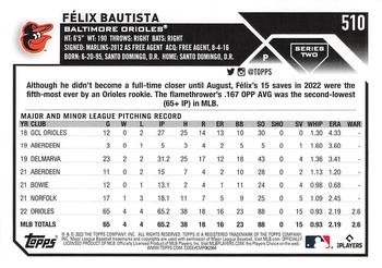 2023 Topps #510 Félix Bautista Back