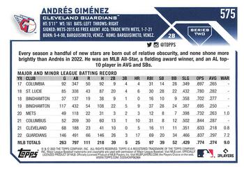 2023 Topps #575 Andrés Giménez Back