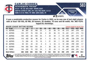 2023 Topps #583 Carlos Correa Back