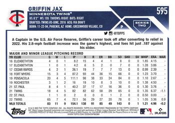 2023 Topps #595 Griffin Jax Back