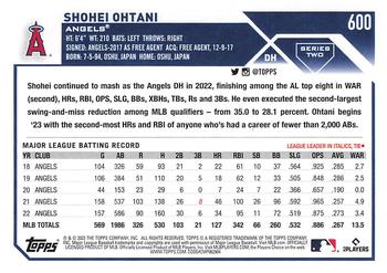 2023 Topps #600 Shohei Ohtani Back