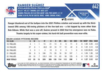 2023 Topps #642 Ranger Suárez Back