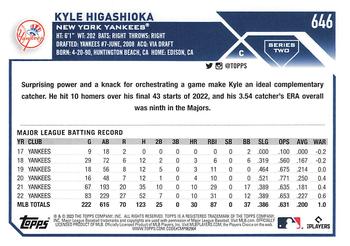 2023 Topps #646 Kyle Higashioka Back