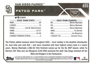 2023 Topps #655 San Diego Padres Back