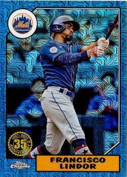 2022 Topps - 1987 Topps Baseball 35th Anniversary Chrome Silver Pack Blue (Series One) #T87C-26 Francisco Lindor Front