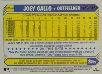 2022 Topps - 1987 Topps Baseball 35th Anniversary Chrome Silver Pack Blue (Series One) #T87C-40 Joey Gallo Back