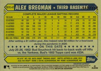 2022 Topps - 1987 Topps Baseball 35th Anniversary Chrome Silver Pack Blue (Series One) #T87C-47 Alex Bregman Back