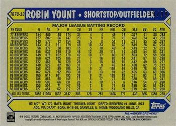 2022 Topps - 1987 Topps Baseball 35th Anniversary Chrome Silver Pack Green (Series One) #T87C-13 Robin Yount Back