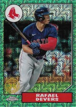 2022 Topps - 1987 Topps Baseball 35th Anniversary Chrome Silver Pack Green (Series One) #T87C-23 Rafael Devers Front