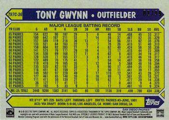 2022 Topps - 1987 Topps Baseball 35th Anniversary Chrome Silver Pack Green (Series One) #T87C-36 Tony Gwynn Back