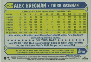 2022 Topps - 1987 Topps Baseball 35th Anniversary Chrome Silver Pack Green (Series One) #T87C-47 Alex Bregman Back