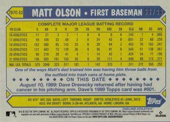 2022 Topps - 1987 Topps Baseball 35th Anniversary Chrome Silver Pack Green (Series One) #T87C-51 Matt Olson Back