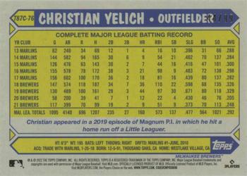 2022 Topps - 1987 Topps Baseball 35th Anniversary Chrome Silver Pack Green (Series One) #T87C-76 Christian Yelich Back