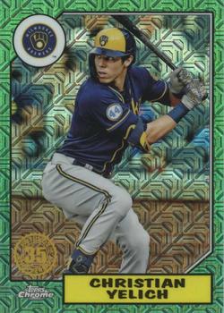 2022 Topps - 1987 Topps Baseball 35th Anniversary Chrome Silver Pack Green (Series One) #T87C-76 Christian Yelich Front