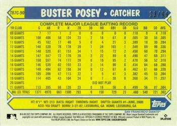 2022 Topps - 1987 Topps Baseball 35th Anniversary Chrome Silver Pack Green (Series One) #T87C-90 Buster Posey Back