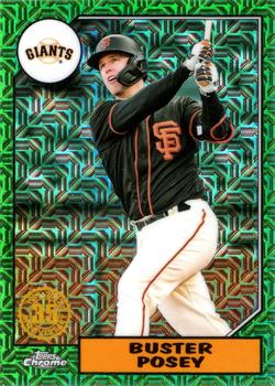 2022 Topps - 1987 Topps Baseball 35th Anniversary Chrome Silver Pack Green (Series One) #T87C-90 Buster Posey Front
